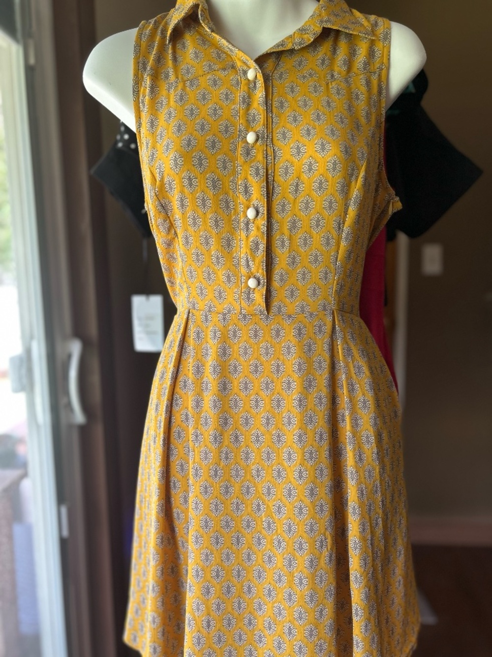 ModCloth yellow fit and flare dress M